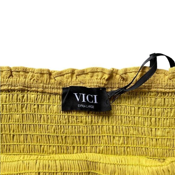 NWT Vici Puff Sleeve Smocked Crop Top In Misty Yellow XL - Picture 7 of 9